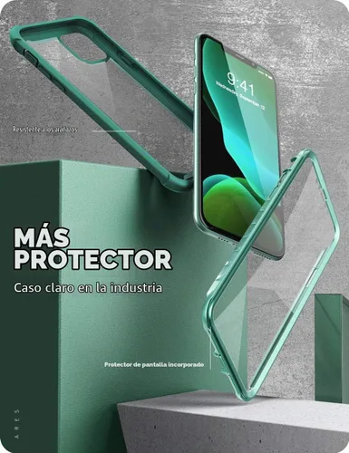 Vista 3 de i-Blason Ares - Funda para iPhone 11 con protector de pantalla, 6.1 Verde (Mintgreen)