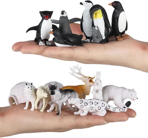 Vista 7 de RCOMG 26 figuras de animales árticos, figuras realistas de animales polares con oso polar, caribú, pingüino y lobo ártico, ideal para huevos