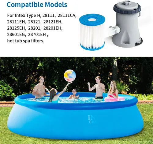 Vista 4 de WuYan Filtros de repuesto para bañera de hidromasaje Intex, filtro de bomba de piscina 28601/28602 para Intex tipo H 29007E Set cartucho de filtro