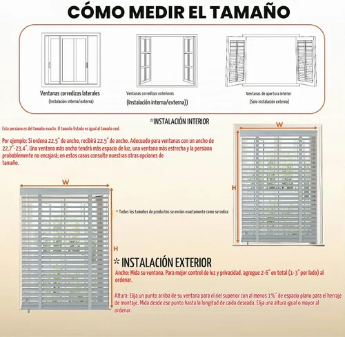 Vista 2 de Persianas de madera con listones de 2 pulgadas para ventanas de interior: persianas opacas de madera maciza, persianas horizontales de privacidad