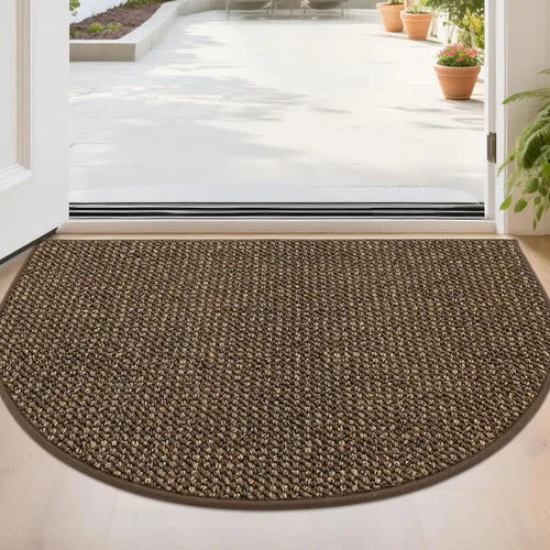 Vista 28 de BEQHAUSE Tapete Atrapa Suciedad para Puerta 17" x 30" Semicírculo Antideslizante Lavable Tapetes de Entrada Alfombras Absorbentes de Bienvenida