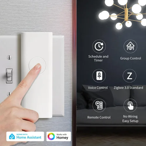 Vista 2 de Interruptor inteligente Zigbee THIRDREALITY, tipo basculante/rocoto, sin necesidad de cableado. Se requiere hub, compatible con dispositivos Echo