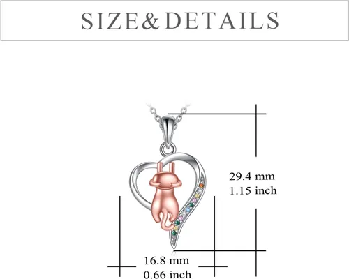 Vista 4 de YFN Collar de plata de ley 925 para amantes de los gatos, regalos de joyería para mujeres de 18 pulgadas