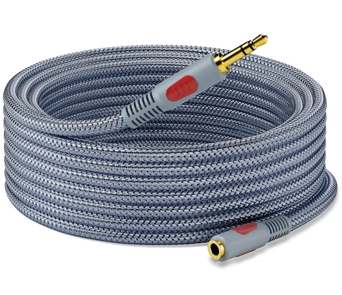 Vista 9 de Cable de extensión de auriculares de 6 pies, 2 unidades, cable de extensión de audio estéreo macho a hembra de 0.138 in - Extensor de cable auxiliar