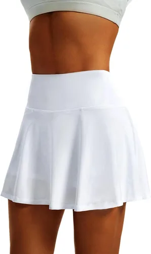 Vista 5 de Falda de tenis plisada de cintura alta para mujer, ligera, atlética, con pantalones cortos de golf con 4 bolsillos