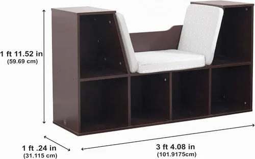 Vista 6 de KidKraft librero con recoveco para lectura, color café espresso