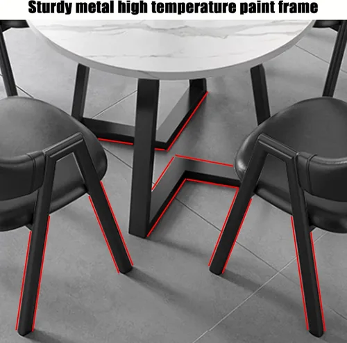 Vista 5 de YVYKFZD Office Reception Room Club Table, Round Conference Table, Simple Kitchen Dining Table Set with Metal Legs, Small Conference Room Table and