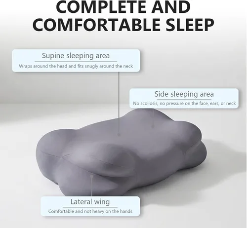 Vista 4 de Almohada Cloud de espuma viscoelástica ergonómica para el cuello cervical con funda de almohada transpirable, diseño ajustable de doble altura