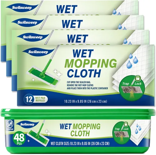 Vista 9 de 36 unidades de repuesto de almohadillas húmedas resistentes compatibles con trapeador Swiffer, paños desechables para limpieza de suelos