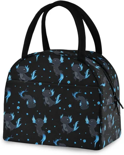 Vista 8 de Bolsa de almuerzo Axolotl para mujeres, hombres y niños, lonchera aislada reutilizable para oficina, trabajo, escuela, picnic, caminata Reusable