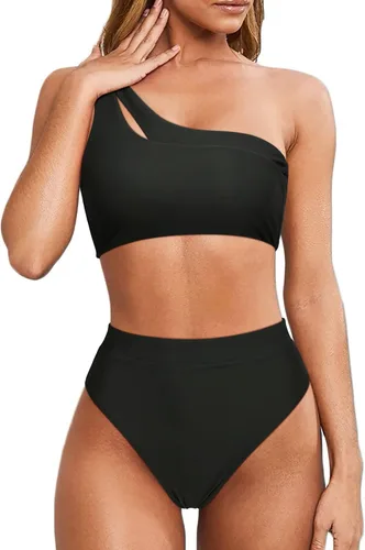 Vista 117 de MOOSLOVER Traje de baño de dos piezas con corte alto y cintura alta para mujer