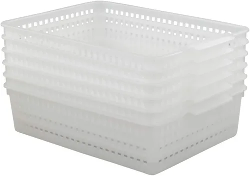 Vista 4 de Paquete de 6 cestas de almacenamiento de papel A4, bandejas de almacenamiento transparentes