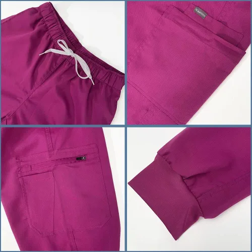 Vista 4 de VIAOLI Uniforme médico para mujer, unisex, ajustado, clínico, para sala de operaciones, trabajo, accesorios de traje para correr Negro