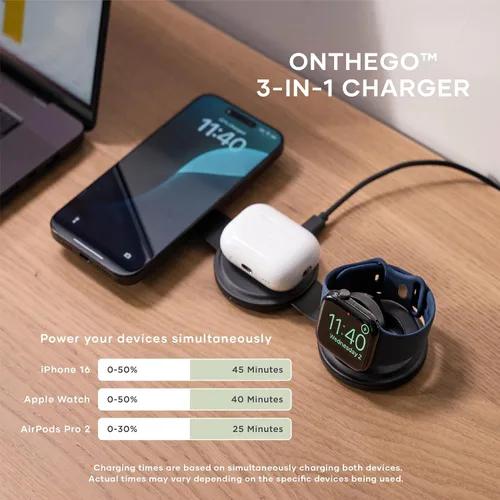 Vista 7 de Satechi Cargador de coche y cargador inalámbrico OntheGo™ 3 en 1 para iPhone, AirPods, Apple Watch