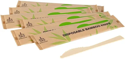 Vista 2 de Restaurantware Bambuddha - Cuchillos de madera de 7 pulgadas, 100 cuchillos de bambú desechables, acabado suave y duradero, cubiertos sostenibles