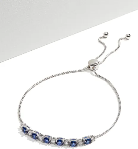 Vista 2 de Tienda Collection 0.175 cttw Lab Grown Diamond and Created Emerald 925 Sterling Silver Bar Bolo Adjustable Bracelet