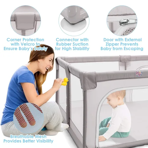 Vista 3 de Costzon Corralito para bebés, corralito extra grande para bebés, puertas de seguridad para bebés en interiores y exteriores, vallas para niños