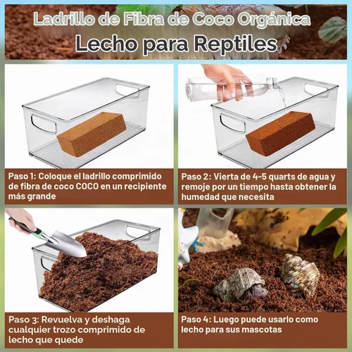 Vista 3 de Legigo 2 Pack Sustrato de fibra de coco comprimida - 100% fibra de coco orgánica en bloque para cama de reptiles, sustrato natural de cáscara