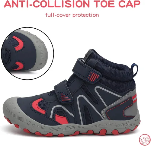 Vista 3 de Mishansha - Botas de senderismo impermeables anticolisión y antideslizante para niños y niñas para uso exterior
