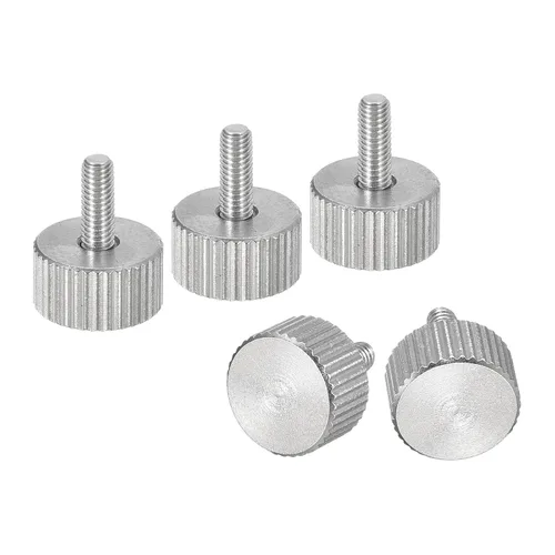 Vista 12 de uxcell M3x6mm Tornillos de pulgar moleteados, 5 piezas de acero inoxidable 304, cabeza plana moleteada, tornillos de pulgar roscados completamente