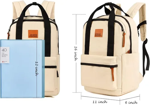 Vista 3 de Choco Mocha Mochila escolar de viaje para niñas adolescentes de 16 pulgadas, marrón (Basic-Brown), Mochilas Daypack