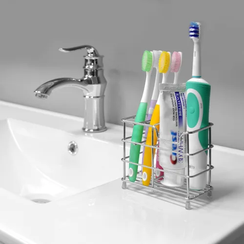 Vista 6 de Linkidea Soporte de pared para cepillo de dientes para baño, soporte de acero inoxidable para cepillo de dientes eléctrico, pasta de dientes
