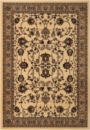 Vista 2 de Unique Loom Kashan Collection - Alfombra tradicional con diseño floral, color negro Marfil/negro
