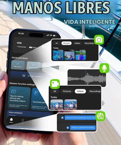 Vista 6 de Lentes inteligentes AI con cámara 4K, gafas de grabación de video con cámara, gafas de sol deportivas polarizadas con estabilización EIS