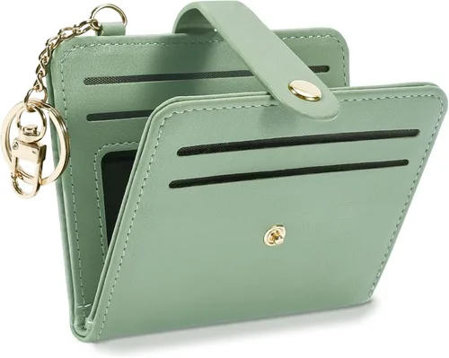Vista 17 de Airkit Billeteras pequeñas para mujer, con bloqueo RFID, de cuero, con ventana de identificación, carteras para tarjetas para mujer, con monedero