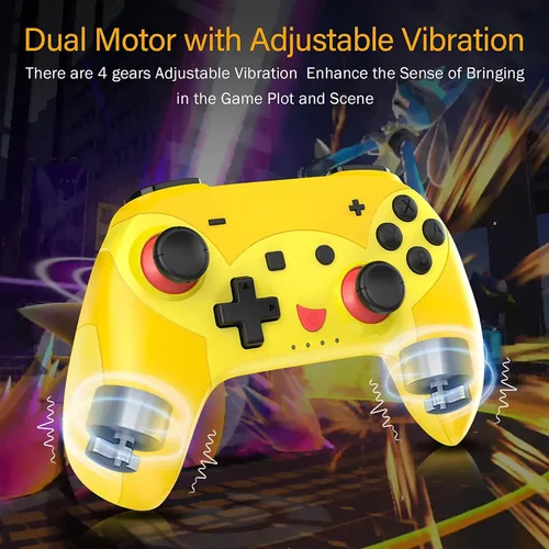 Vista 5 de Wireless Controller for Nintendo SwitchSwitch LiteOLED Game Console,Switch Controller for Kids,with Turbo, Motion,Dual Vibration,Back Mapping,Yellow