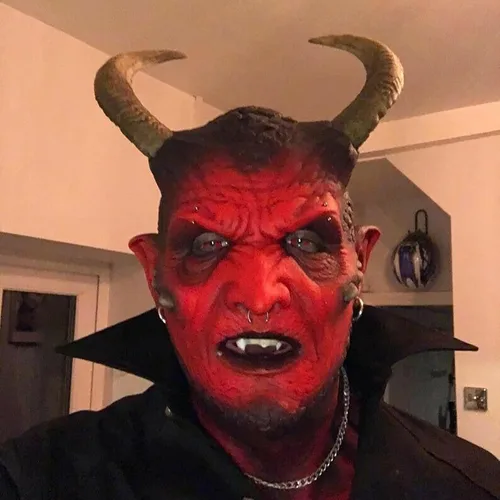 Vista 4 de TUTAVIAW Máscaras espeluznantes de Halloween para adultos, máscaras realistas de esqueleto alienígena zombi, disfraces de Halloween, accesorios