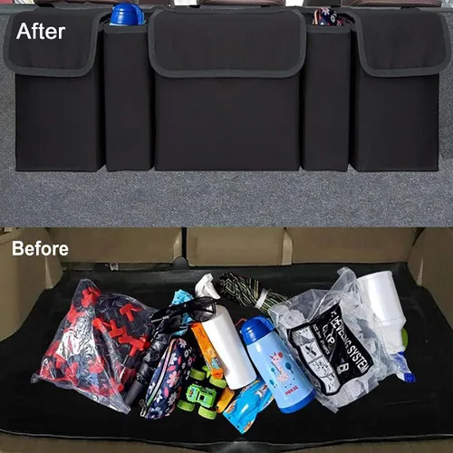 Vista 7 de AOPHY Organizadores y almacenamiento para auto, organizador colgante para asiento trasero con 5 bolsillos, bolsa de organización impermeable
