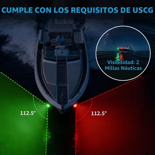 Vista 2 de Obcursco Luces LED de navegación para barcos, luz de arco vertical roja y Negro