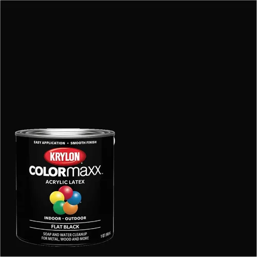 Vista 2 de Krylon K05647007 COLORmaxx - Pintura acrílica de látex para uso en interiores y exteriores, 1 cuarto de galón (paquete de 1), negro, 31 onzas