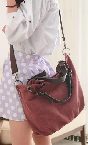 Vista 5 de Bolsa de lona vintage para mujer, bolso bandolera grande, bolso cruzado de hombro, bolso casual para el trabajo, bolsos de compras