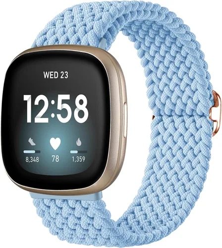 Vista 16 de Maledan Banda elástica trenzada compatible con Fitbit Sense/Versa 3/4 y Sense 2, correa elástica suave para reloj inteligente, accesorio