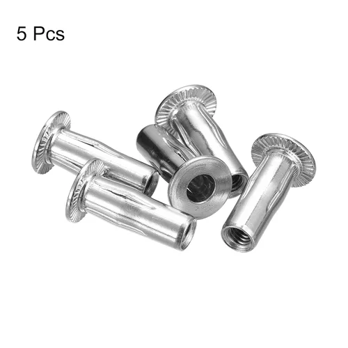 Vista 3 de uxcell Tuercas de remache M6 multiagarre, 5 piezas de vástago preabombado, cabeza plana, tuerca de inserción roscada de acero inoxidable 304 más