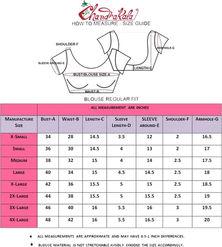 Vista 5 de Chandrakala Brocade Banarasi Blouses for Women sarees,Readymade (B106)