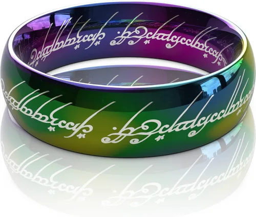 Vista 14 de King Ring Anillos de 0.236 in Ver.2 - Bandas de acero inoxidable pulido Magic Patern Negro Blanco