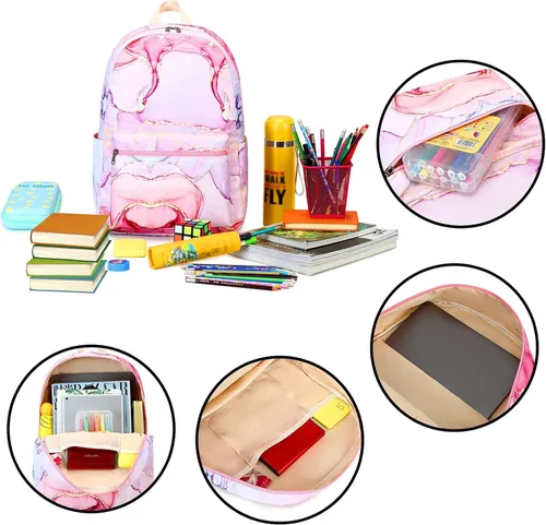 Vista 61 de LOIDOU Mochila para adolescentes y niñas, mochila escolar con lonchera y estuche para lápices, juego de bolsas escolares 3 en 1