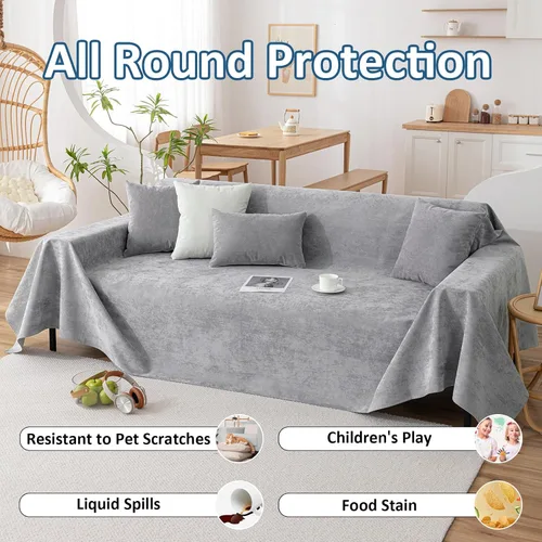 Vista 6 de VClife - Funda para sofá de 2 plazas, antiarañazos, impermeable, apta para mascotas, perros y gatos, lavable, moderna, protectora, gris, 71 x 102