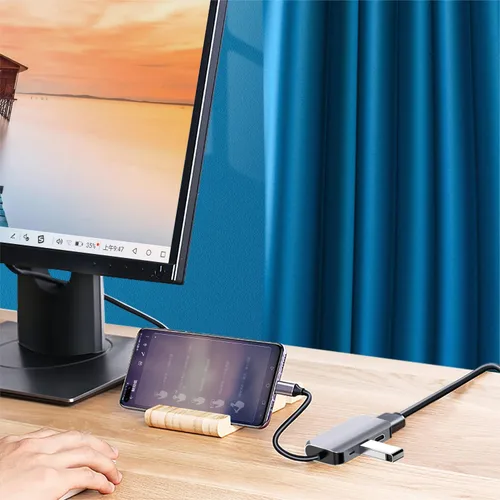 Vista 3 de Concentrador adaptador USB C, 4 en 1 USB tipo C a HDMI 4K, VGA, USB3.0 y USB-C PD multipuerto estación de acoplamiento compatible con dispositivos 4