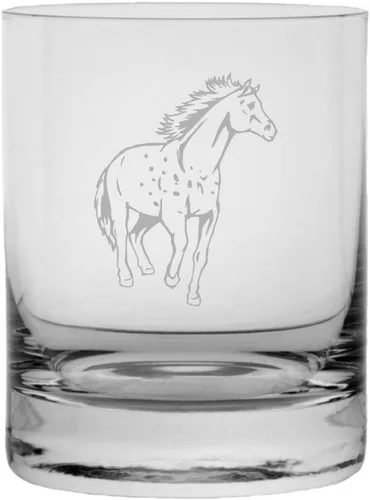 Vista 50 de Abaco Barb - Vaso de whisky con temática de caballo grabado (10.25 onzas)