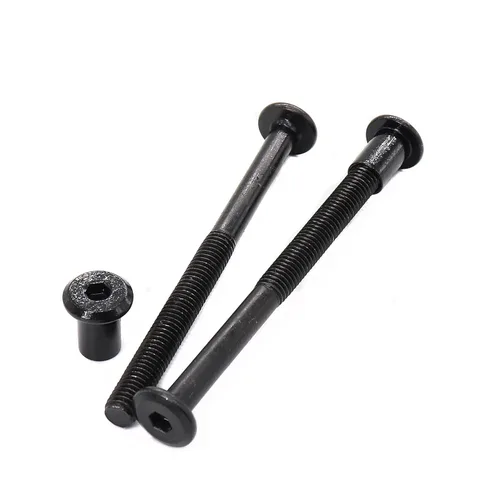 Vista 4 de Juego de 10 tornillos de cabeza avellanada M8 de 100 mm negros para muebles, pernos de conexión con tapa de rivet, kit de surtido de tuercas