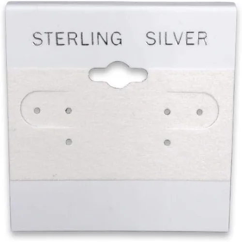 Vista 2 de Tarjetas de pendientes de plata de ley de color blanco de 2 x 2 pulgadas, 100 unidades para venta minorista, ferias comerciales, escaparates