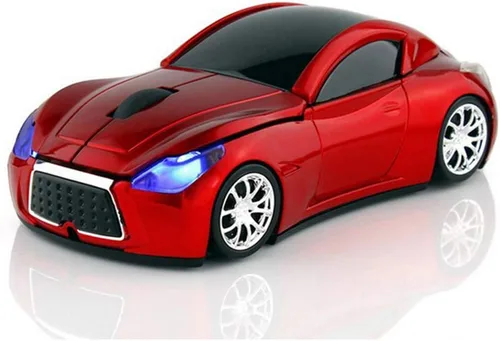 Vista 6 de Ai5G Ratón de coche de carreras inalámbrico Ratón en forma de coche deportivo 2.4GHz Luz LED Decoración de superficie brillante Escritorio Portátil