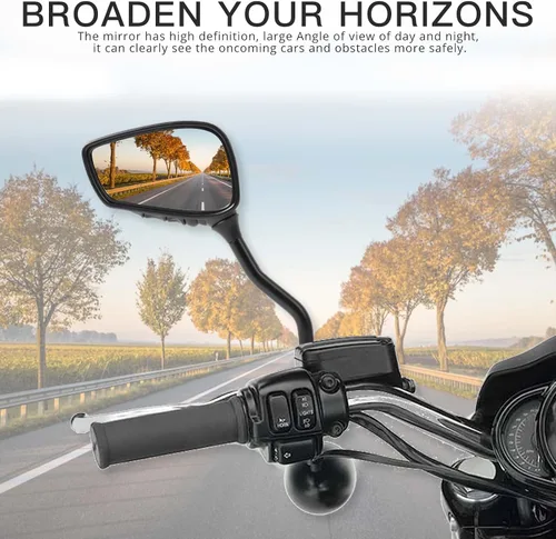 Vista 5 de DREAMIZER Espejos de motocicleta Black Skull para manillar – Espejos laterales retrovisores de 0.315 in y 0.394 in para Shadow Spirit 750 Aero Grom