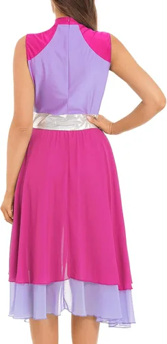Vista 2 de Shinsto Vestido de baile litúrgico sin mangas con bloques de color para mujer, túnica de baile lírico