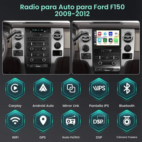 Vista 2 de 8-Core 6+128G 9 '' Android 15 Estéreo de coche para Ford F150 2009-2012