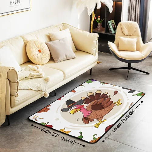 Vista 2 de Erosebridal Alfombra de pavo salvaje para niños y niños, bonita decoración de dormitorio de pavo, alfombra de regalo para el día de Acción